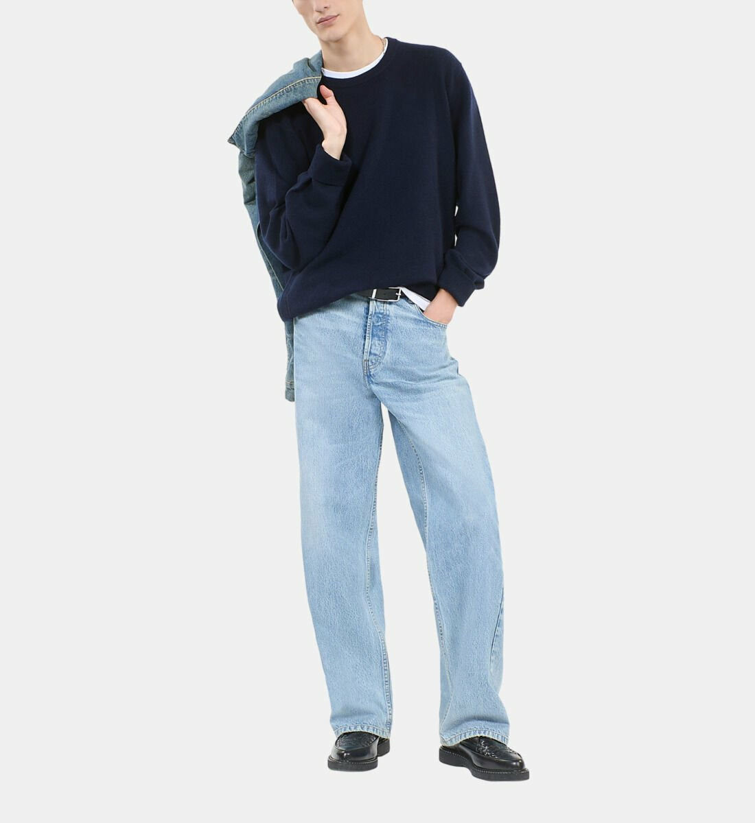 Pull En Cachemire Bleu Marine Homme