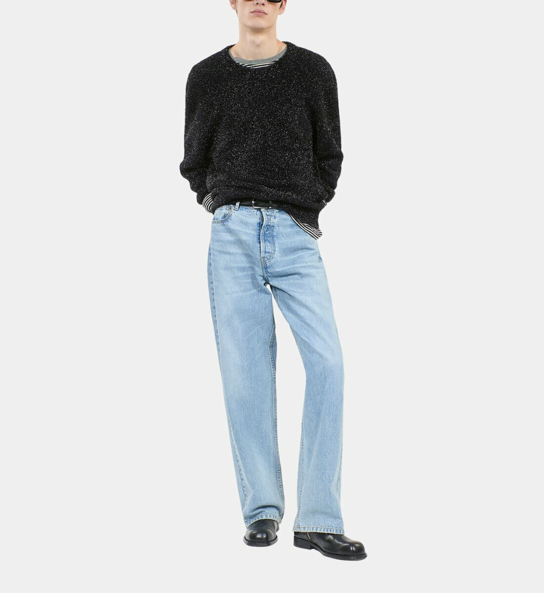 Pull Pailleté Noir Homme