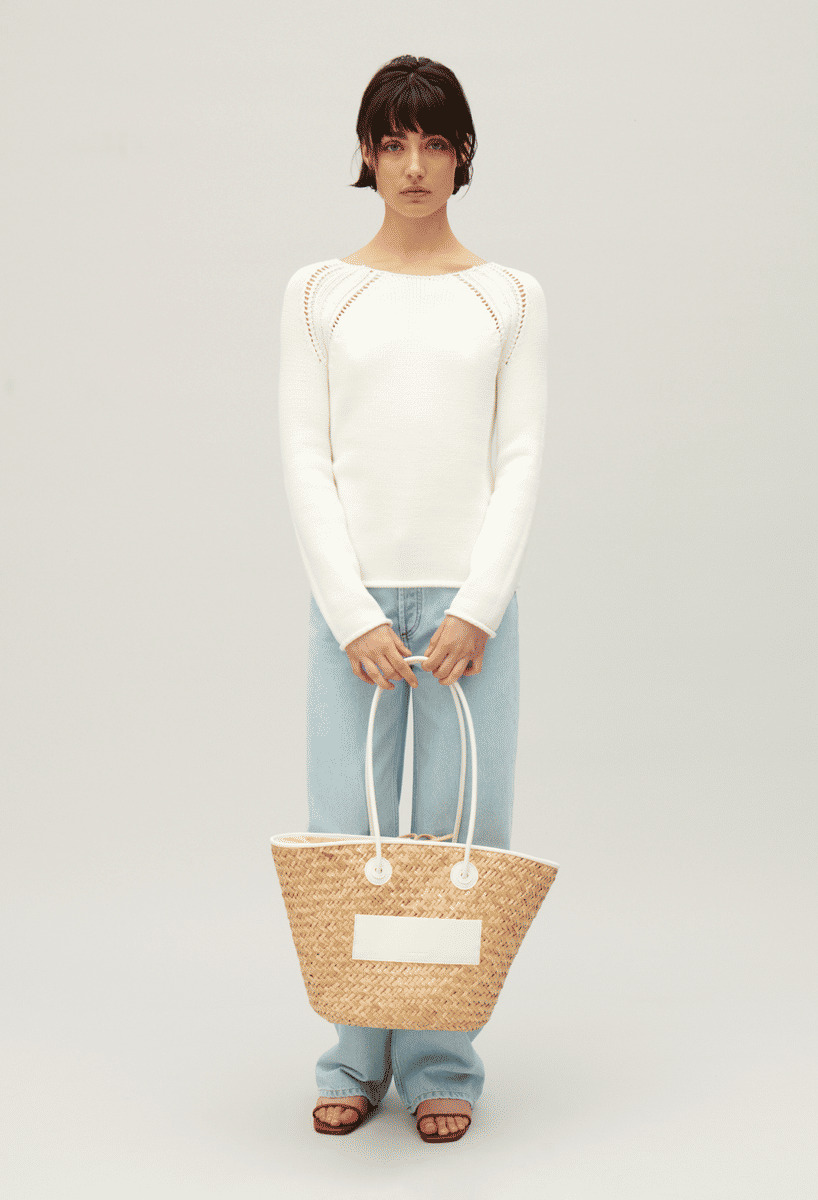 Pull maille broderies écru
