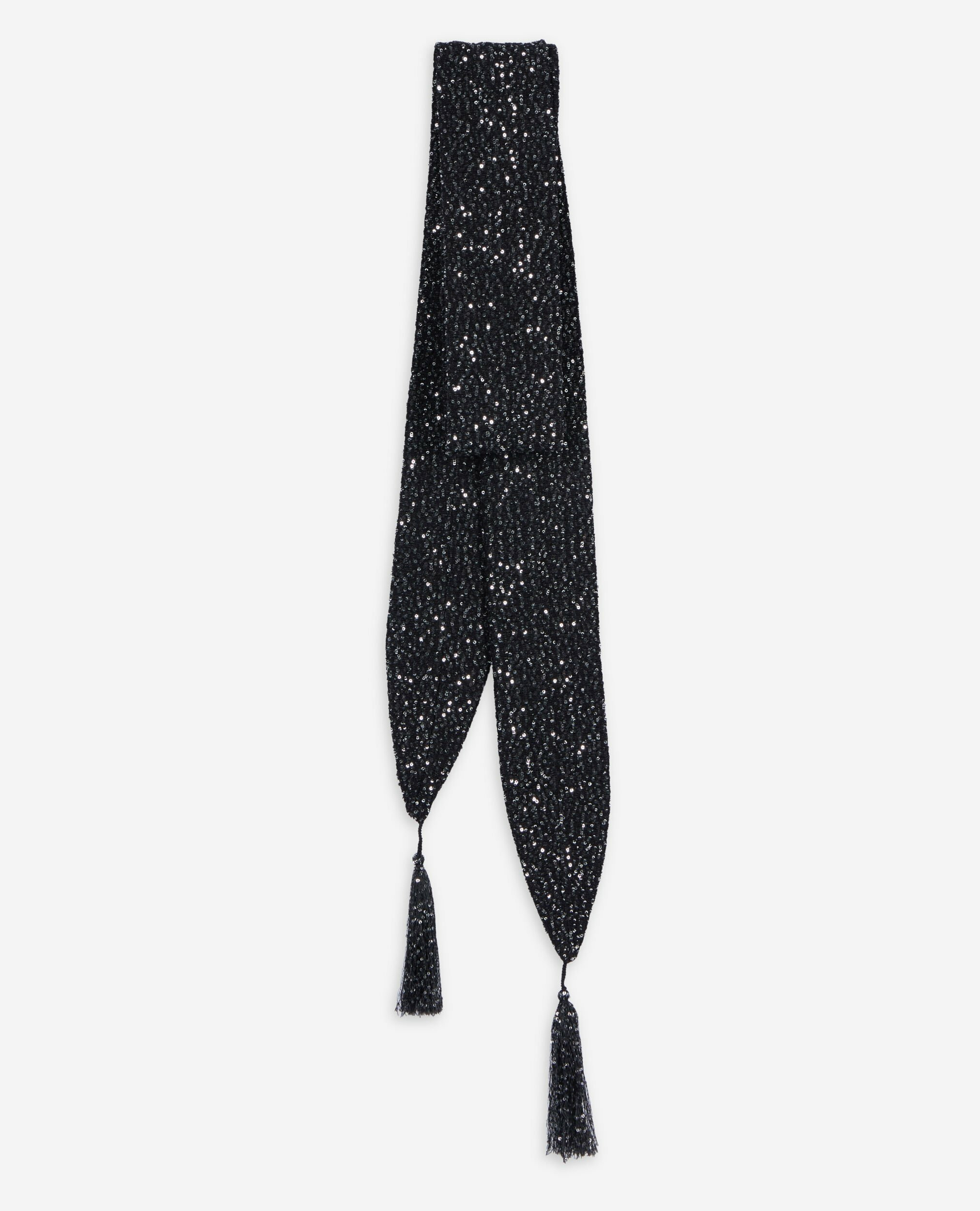 Écharpe Fine À Sequins En Maille Noire