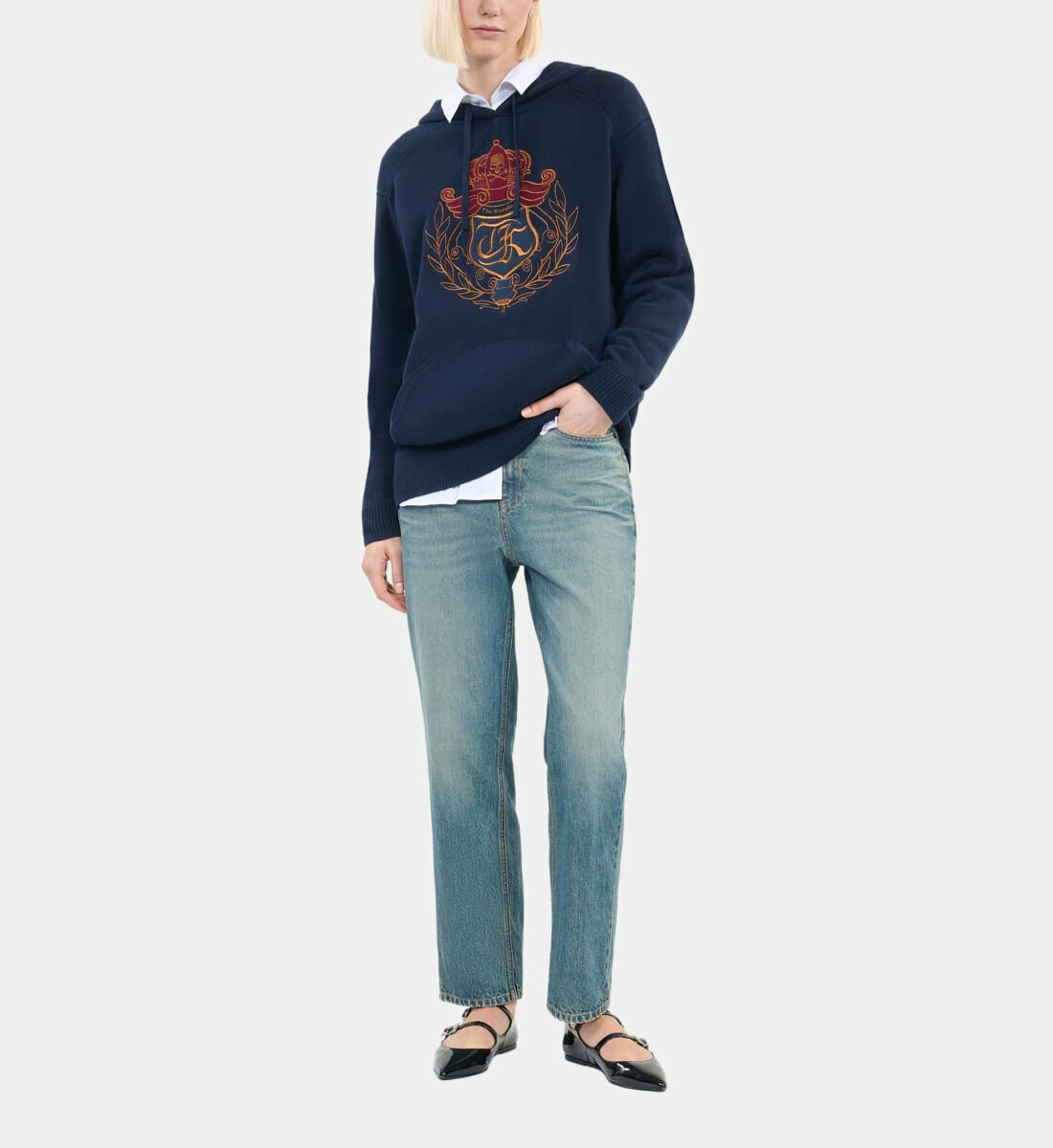 Pull À Capuche Bleu Marine Femme