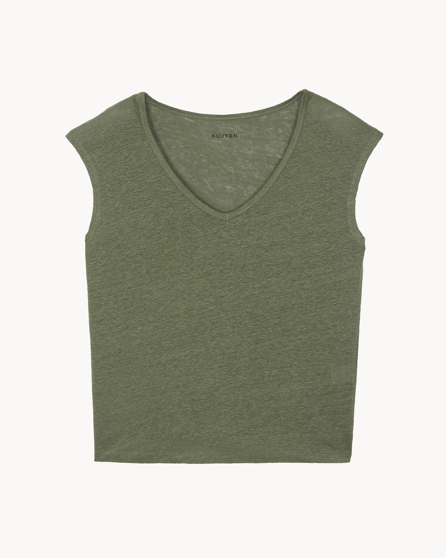 T-Shirt Karol T-Shirt Col V Sans Manches Lin