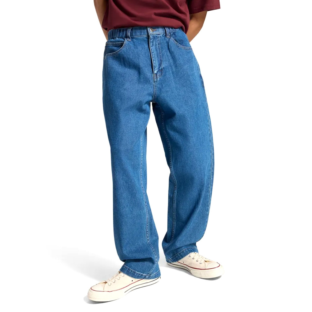Open Hem Baggy Denim Pant Med Lt Indigo