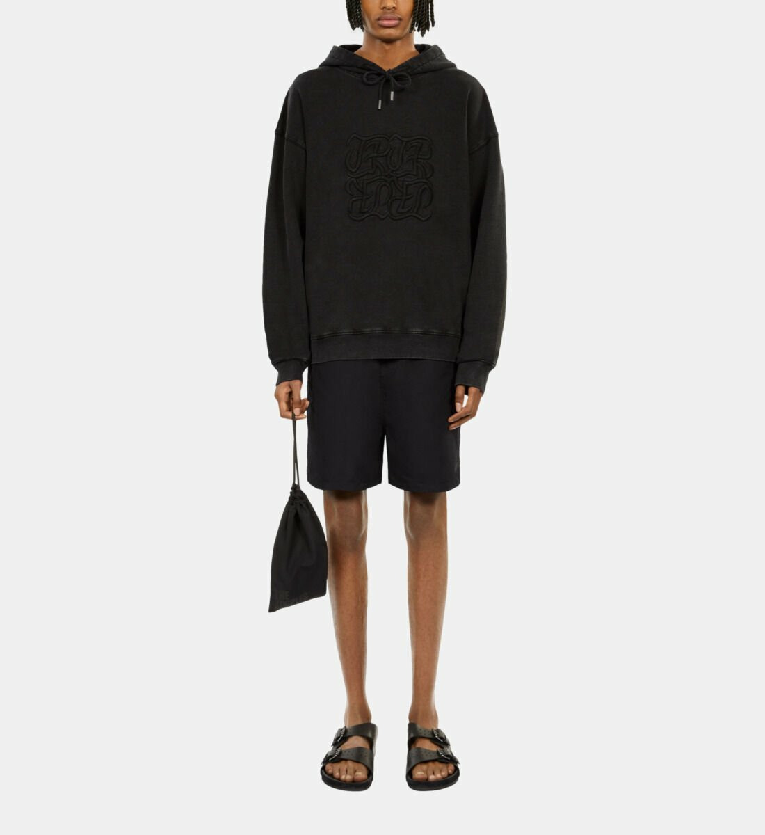 Sweatshirt À Capuche Noir Avec Broderie Logo Homme