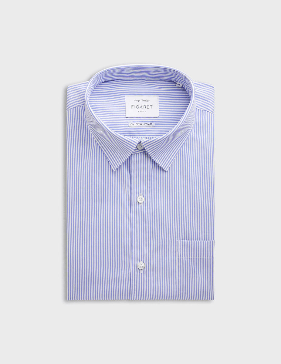 Chemise classique infroissable rayée bleue