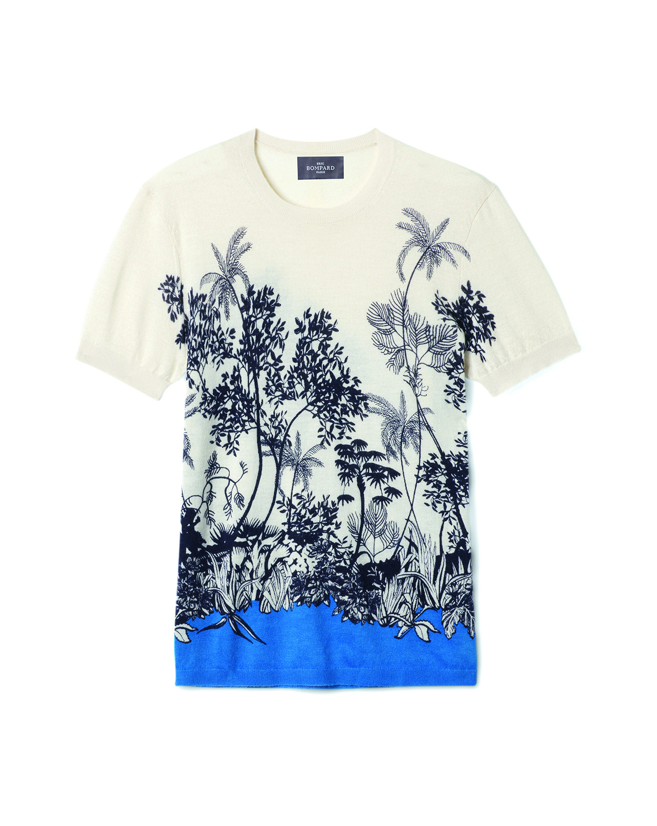 Col rond imprimé palmiers - Femme - BLEU BRUNNERA