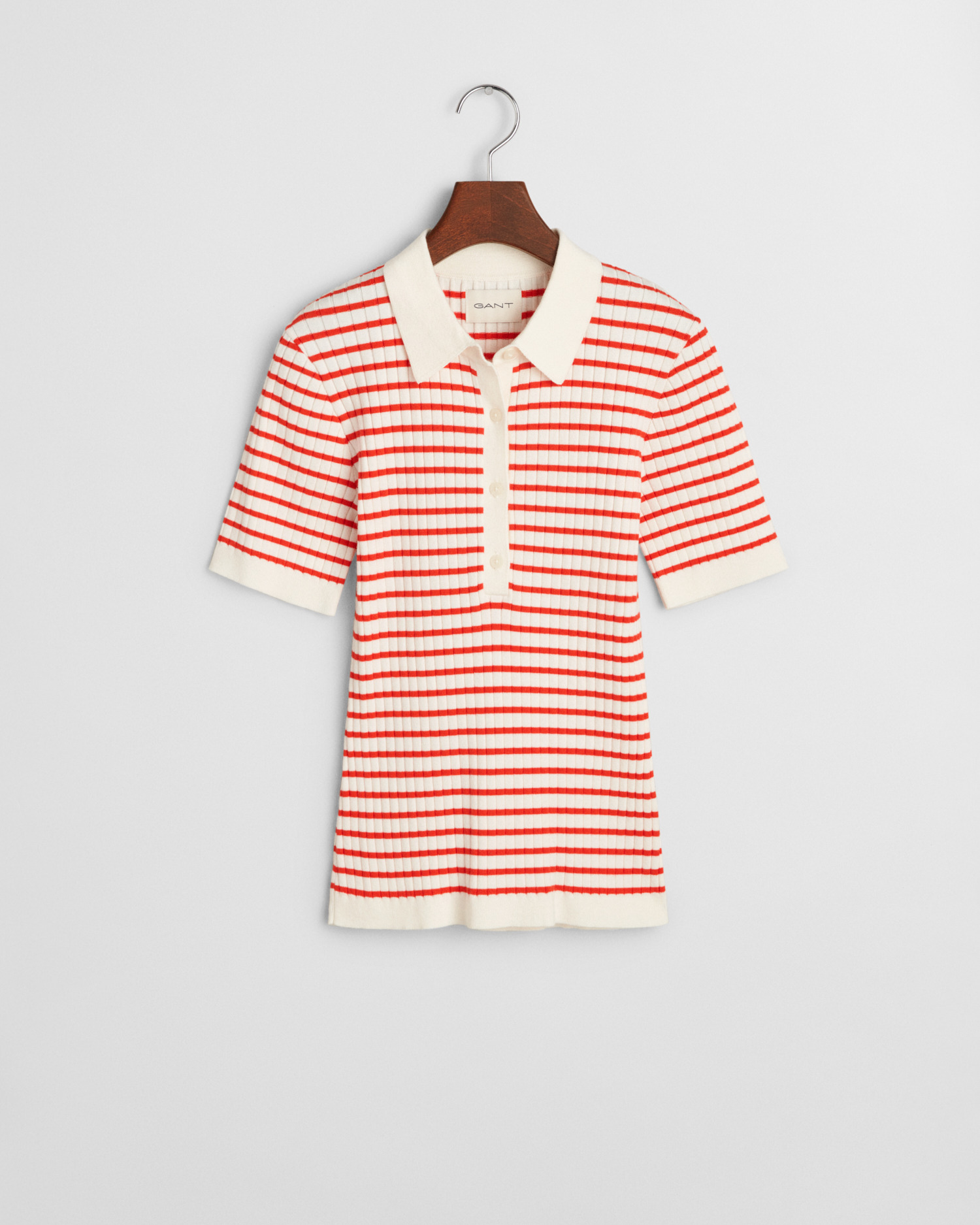 Striped Rib Knit Short Sleeve Rugge