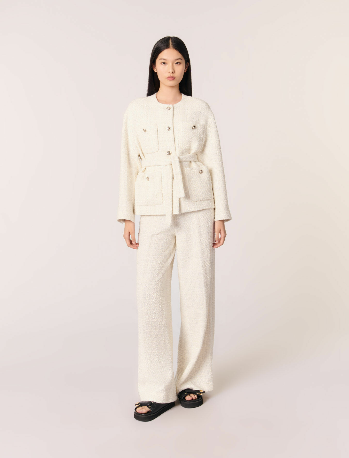 Veste ceinturée en tweed