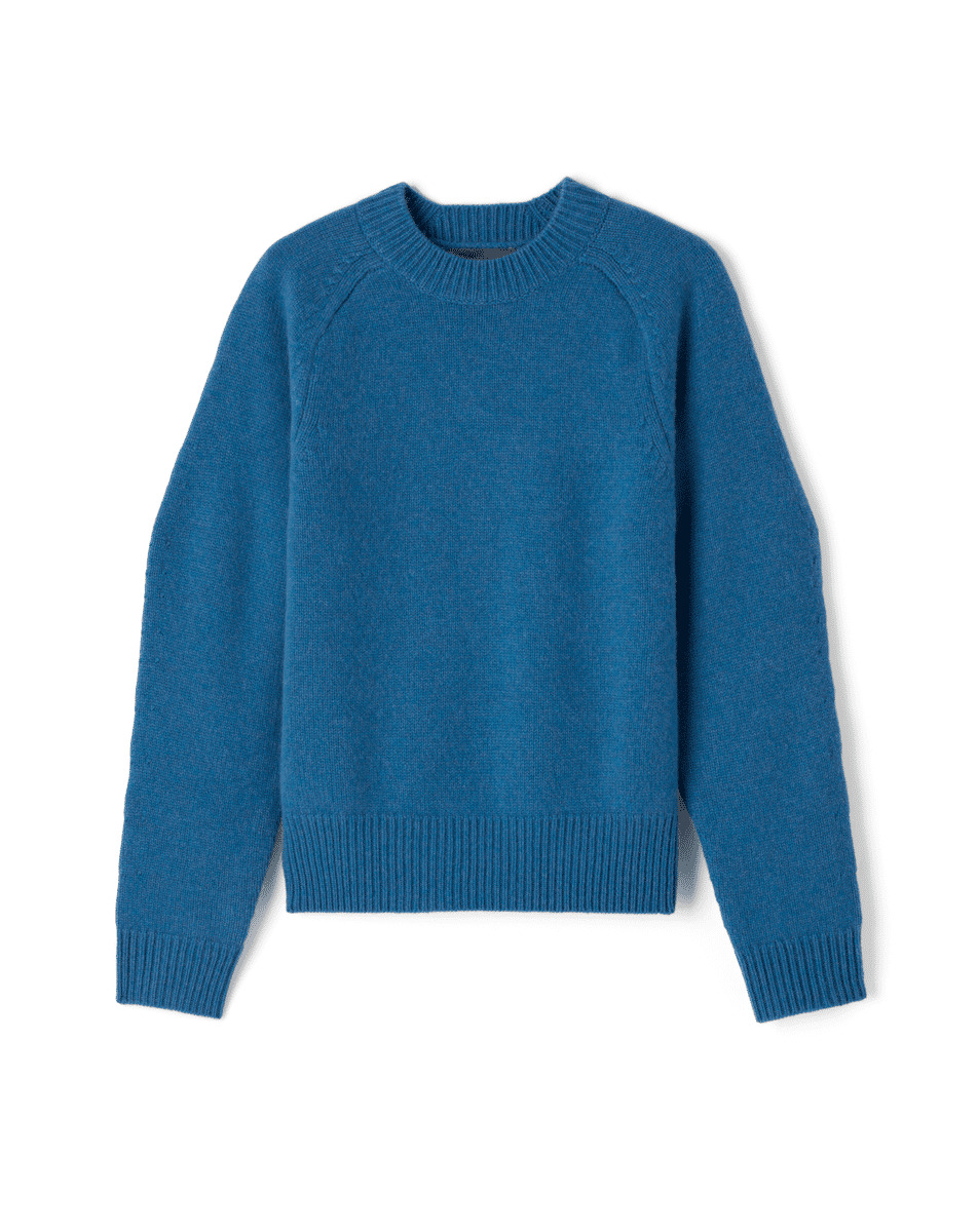 Ras de cou emmanchures raglan manches volume géométrique - Femme - BLEU ECOSSE
