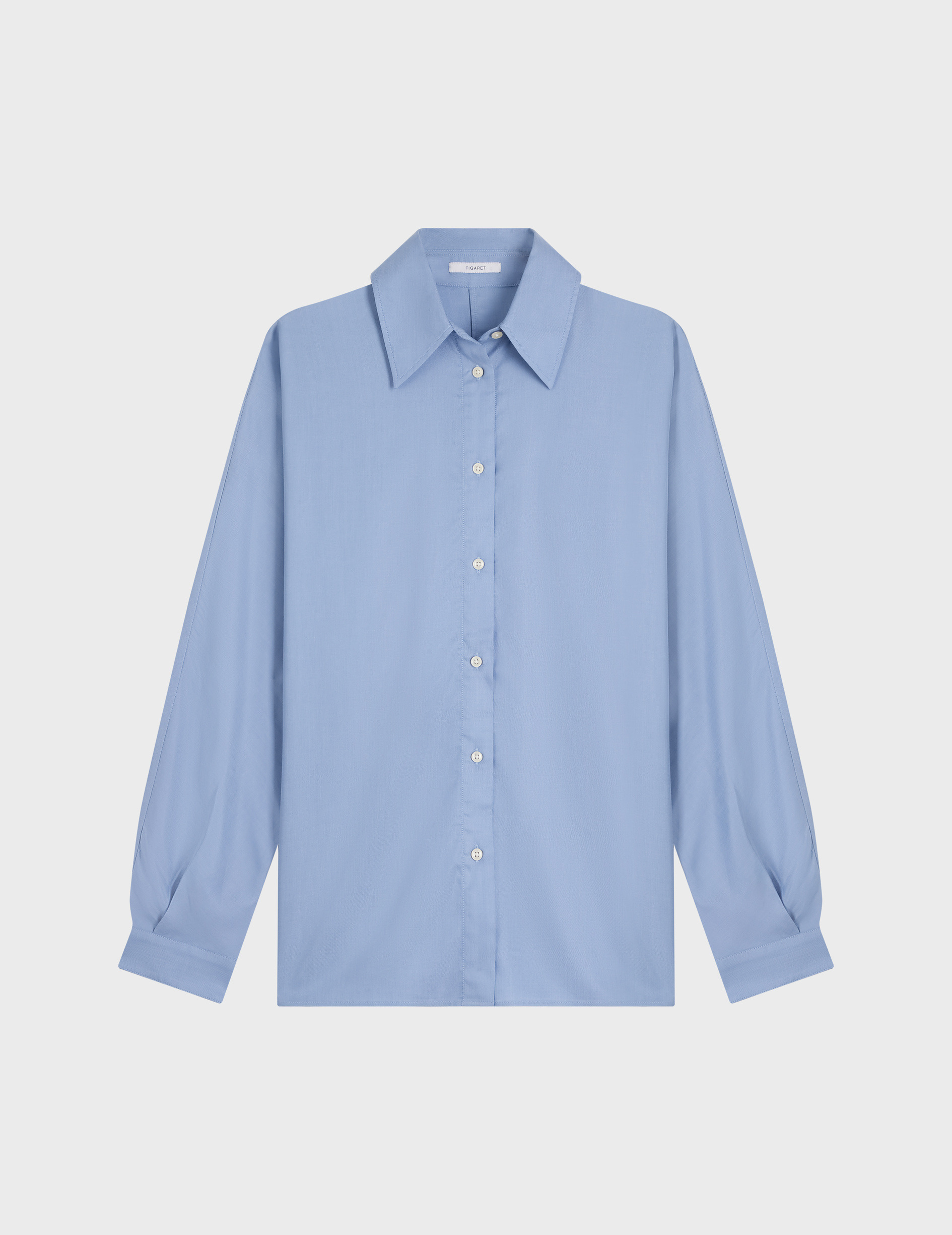 Chemise ilaria manches kimono en lyocell uni bleu