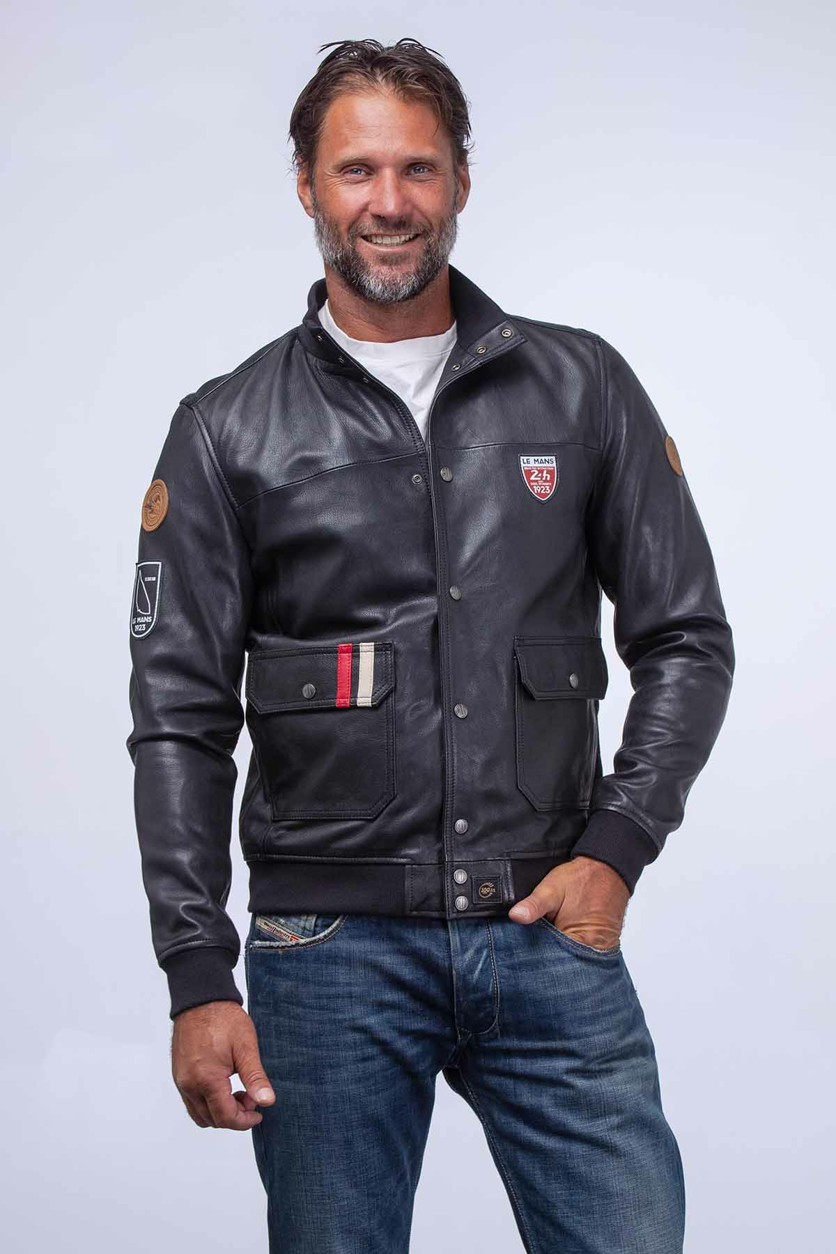 Blouson cuir 24 H LE MANS noir