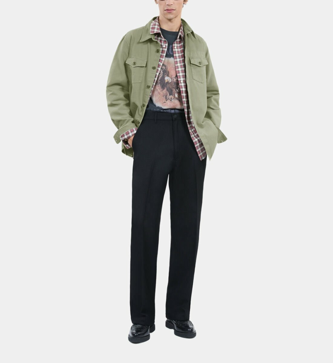 Chemise En Denim Kaki Homme