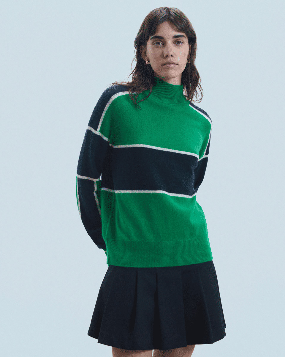 Pull Col Montant Bandes