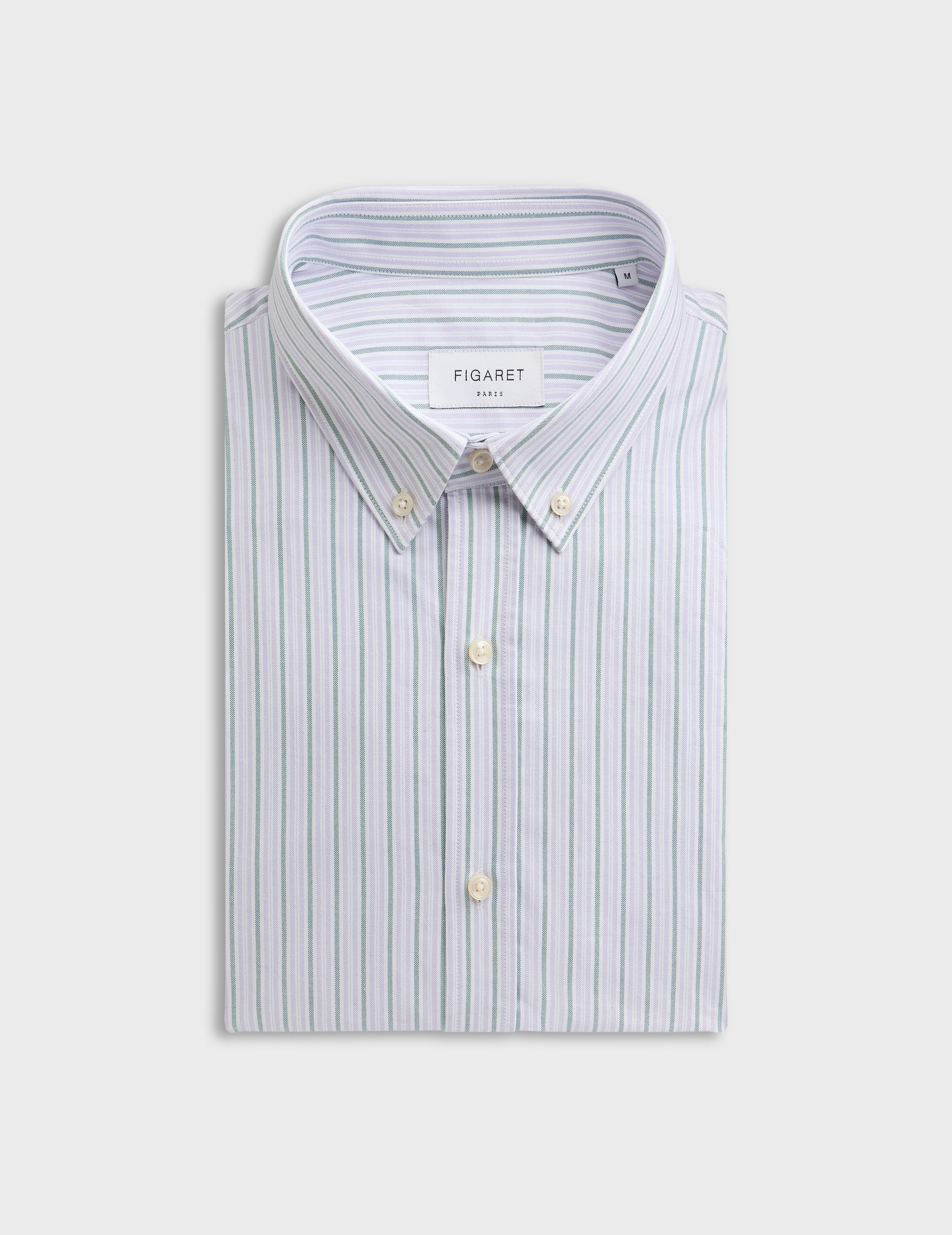 Chemise gaspard col américain en oxford rayé violet