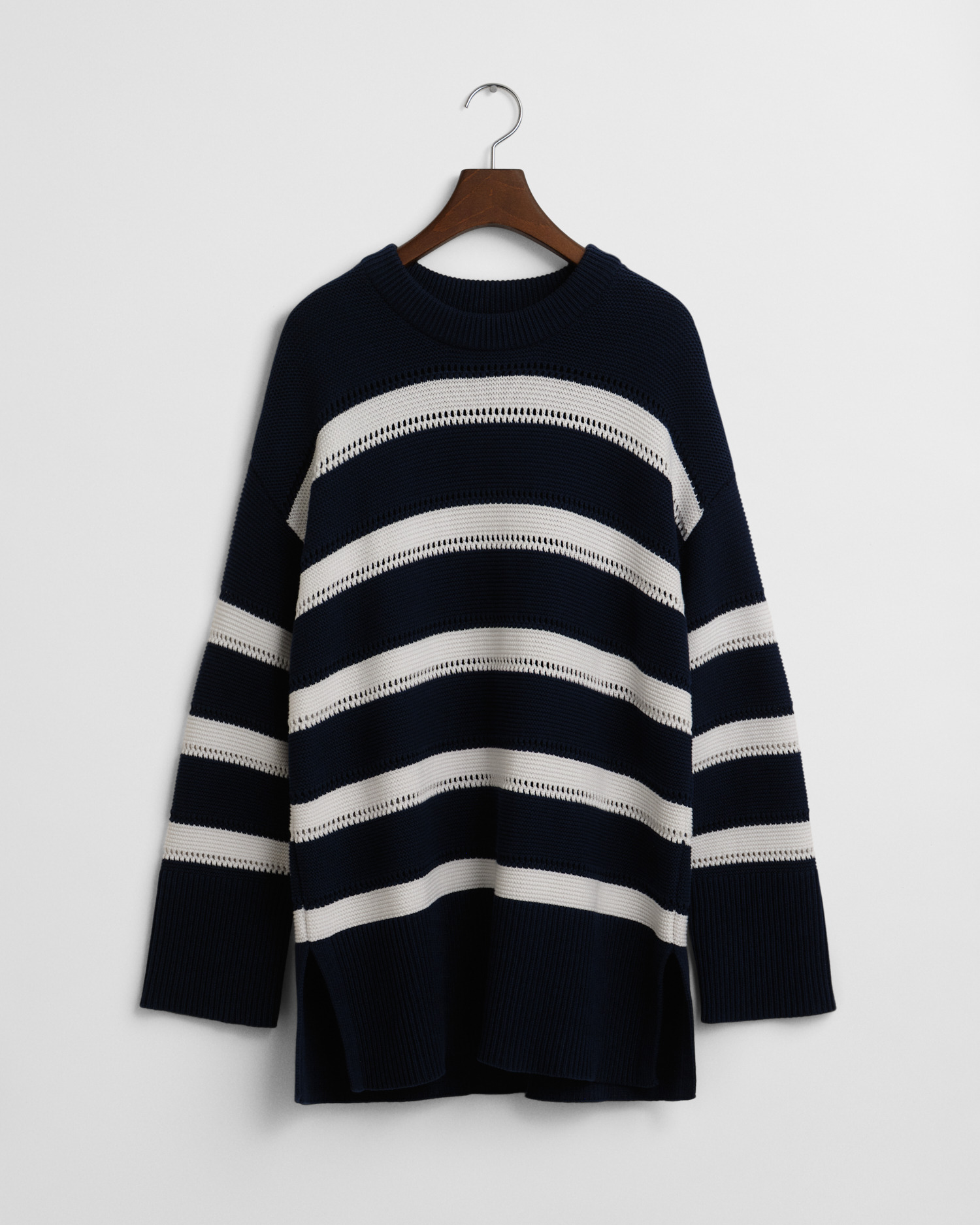 Striped Textured Crew Neck Sweater