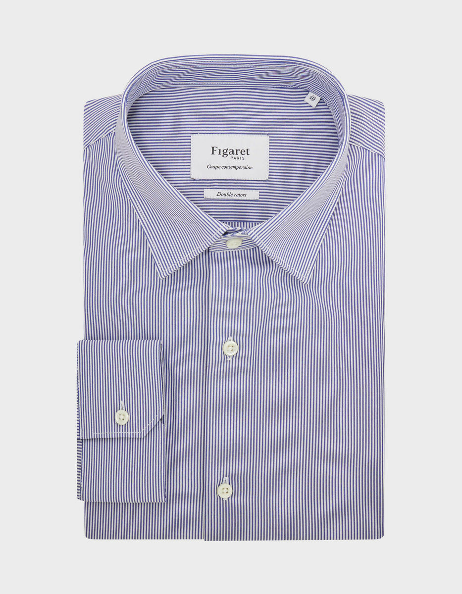 Chemise Semi-ajustée rayée bleue