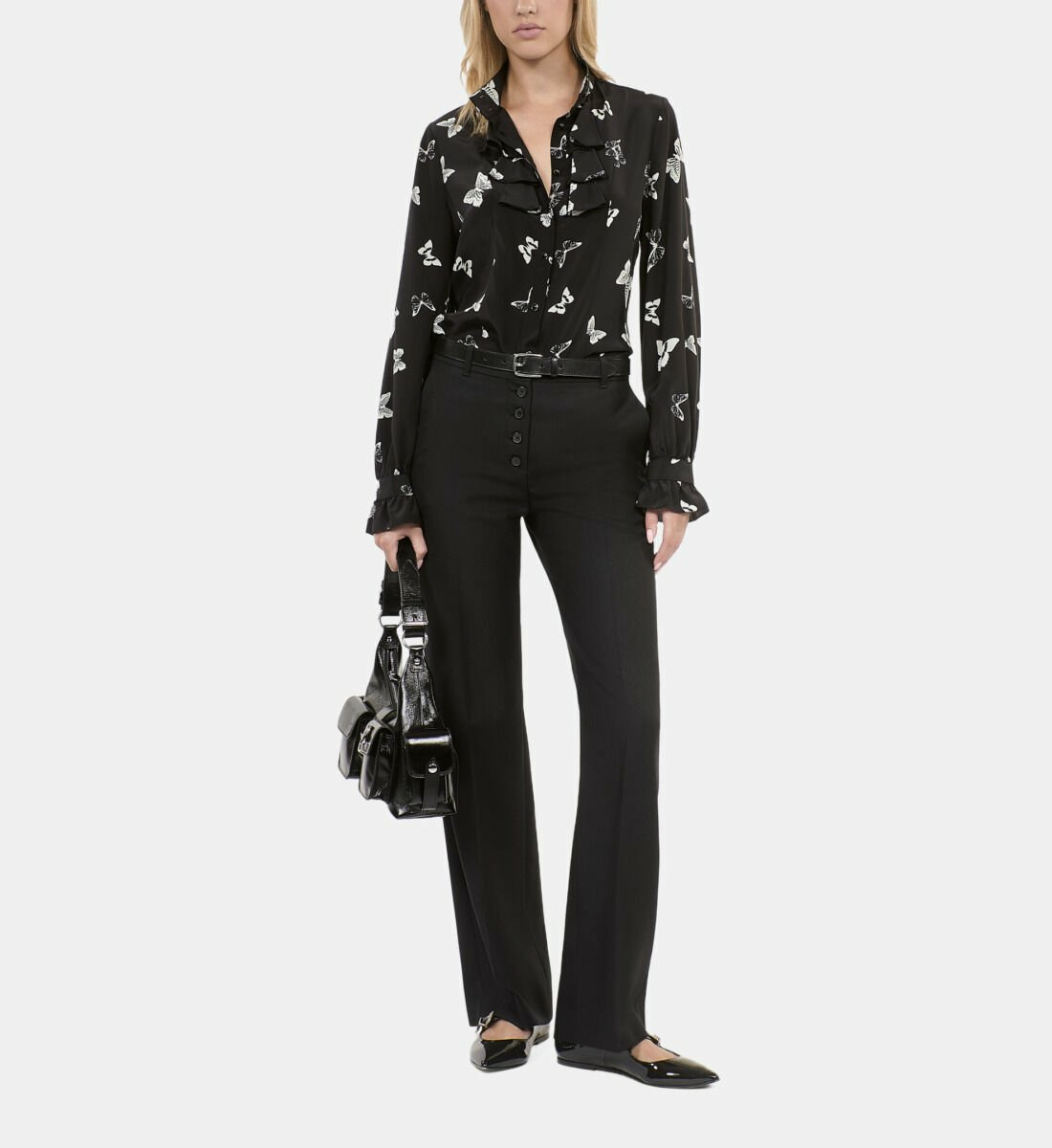 Chemise En Soie Imprimée Papillons Femme