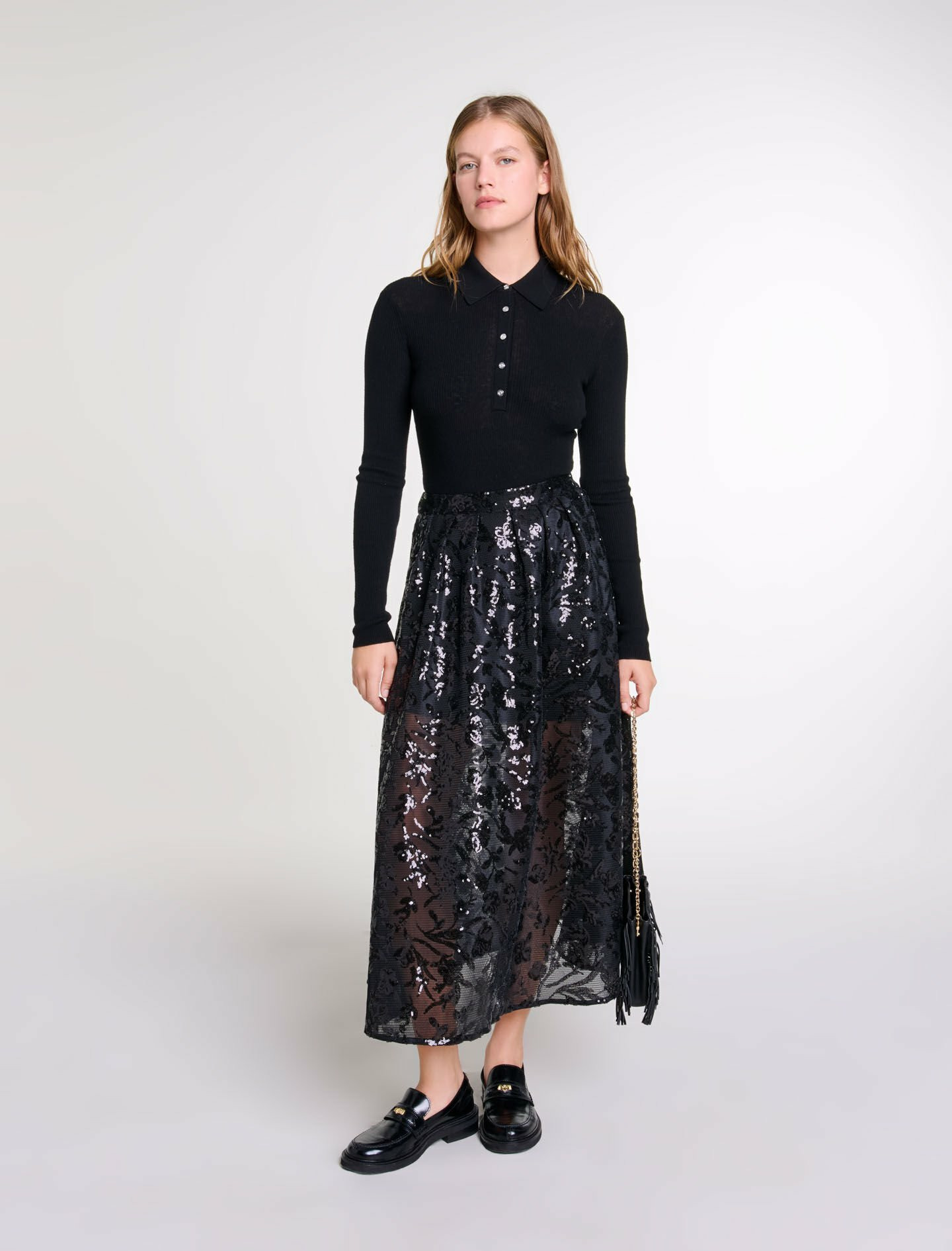 Jupe longue à sequins