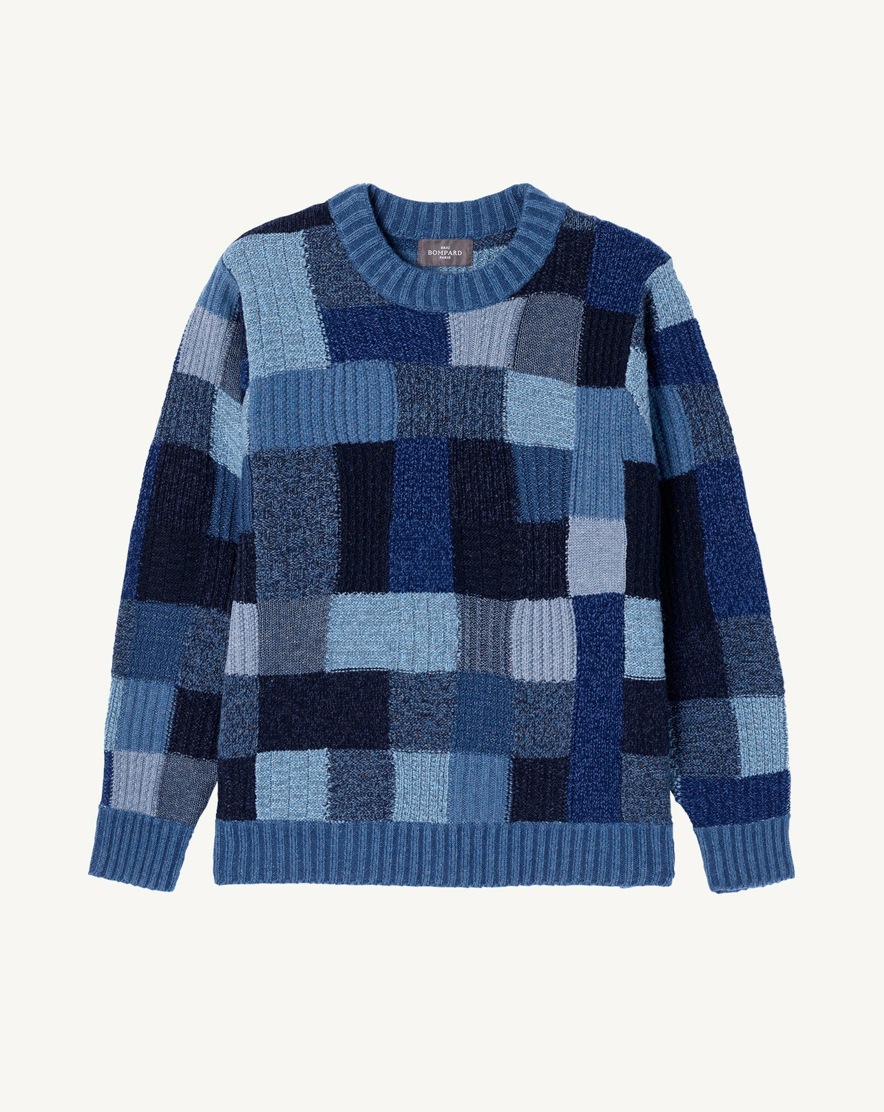 Pull col rond patchwork - Femme - MARINE