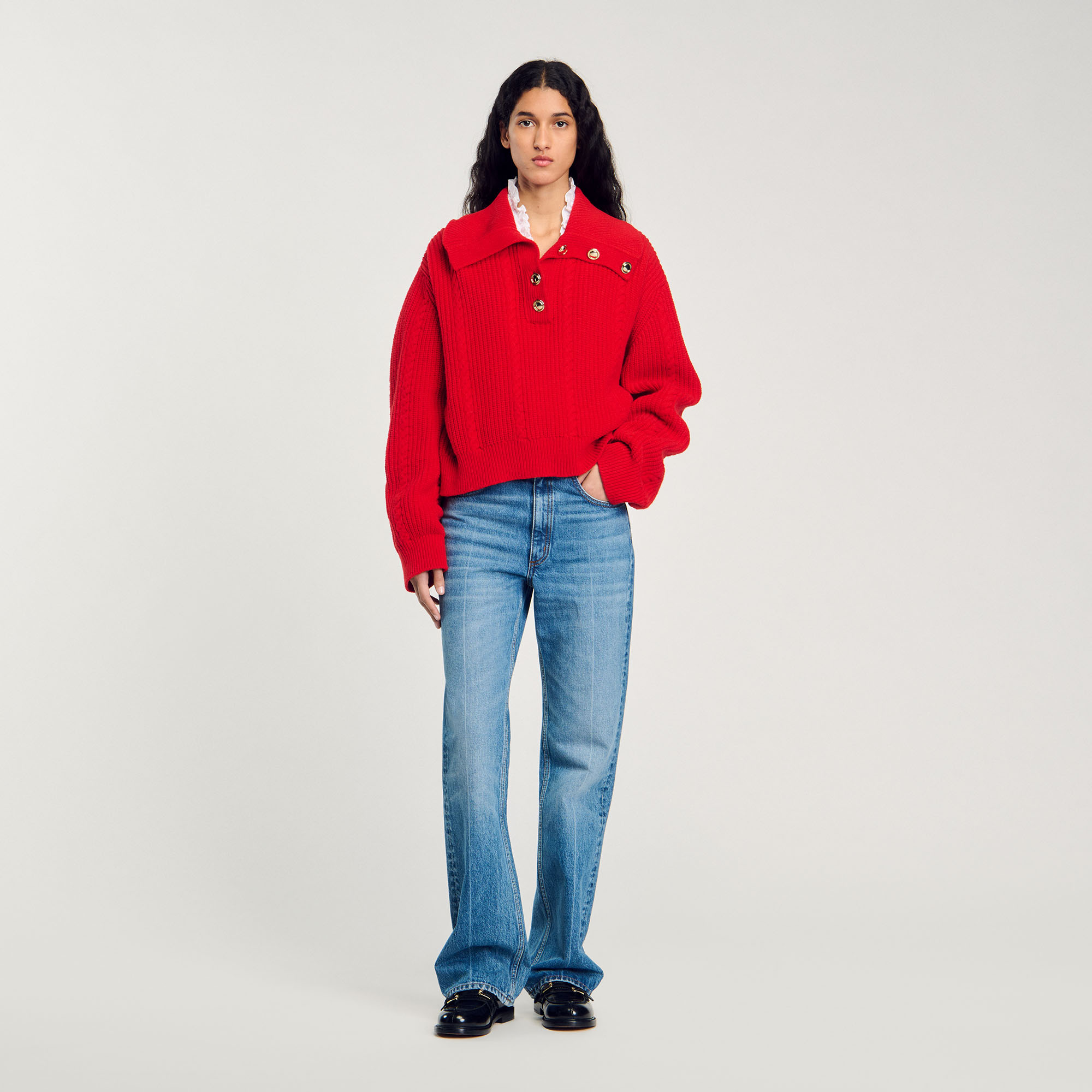 Pull à col boutonné