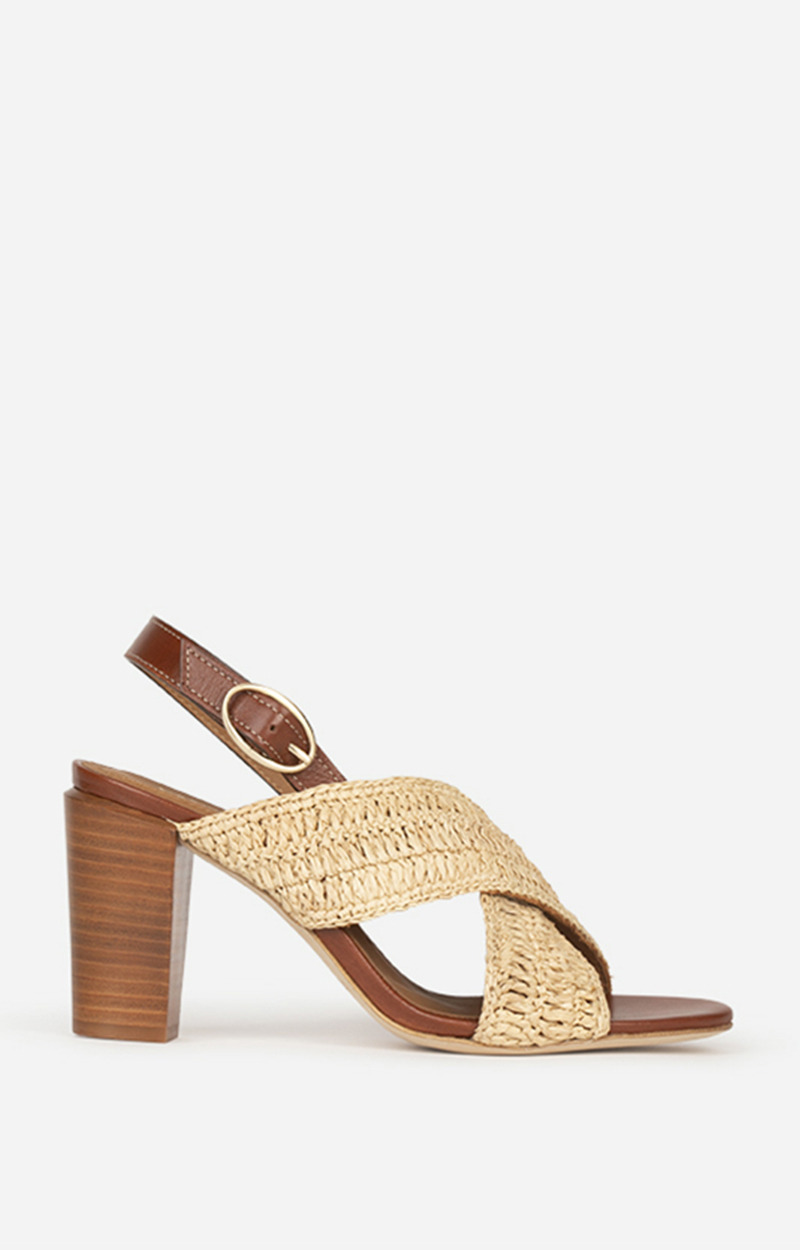 SANDALES 80MM Sandales En Cuir & Raphia