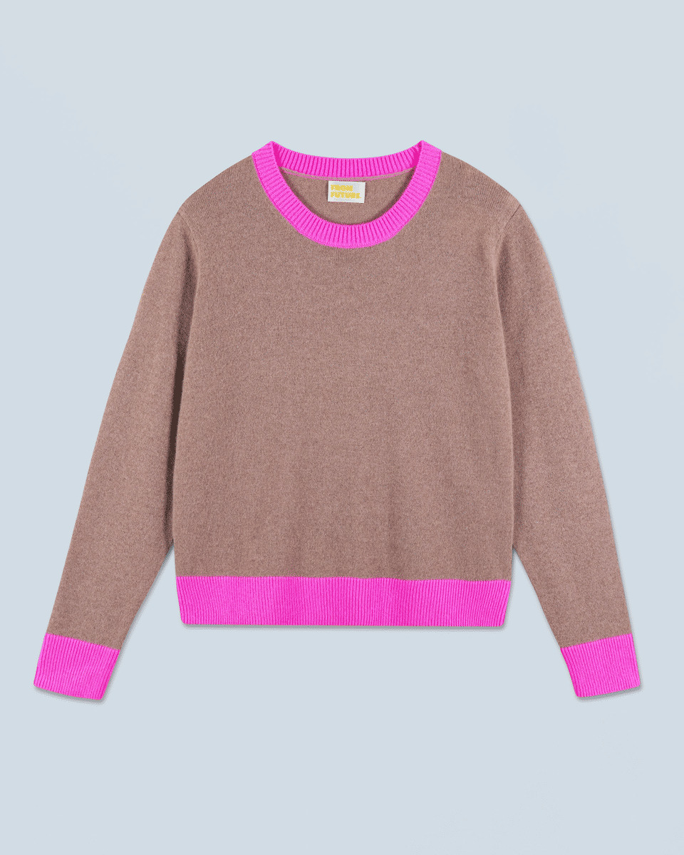 Pull Col Rond Bicolore Léger