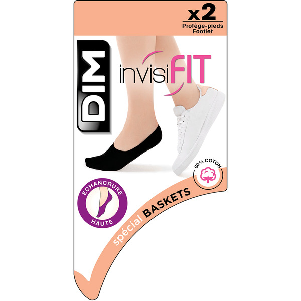 Lot de 2 protège-pieds blancs spécial baskets anti-odeurs InvisiFit 107D