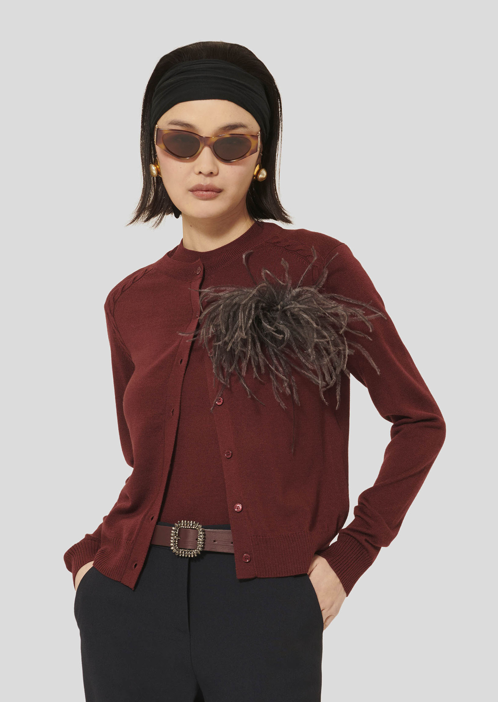 Gilet Ginno-Bordeaux en Laine Merinos Extrafine