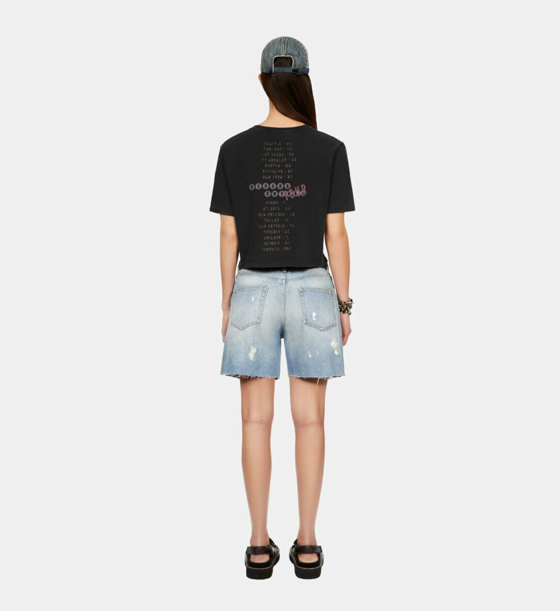 T-Shirt Noir Avec Sérigraphie Nevada Dreams Femme