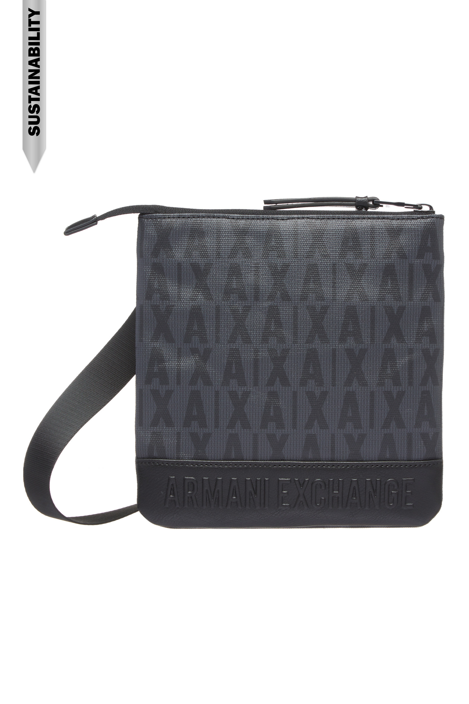 Sac bandoulière plat homme - asphalte/noir