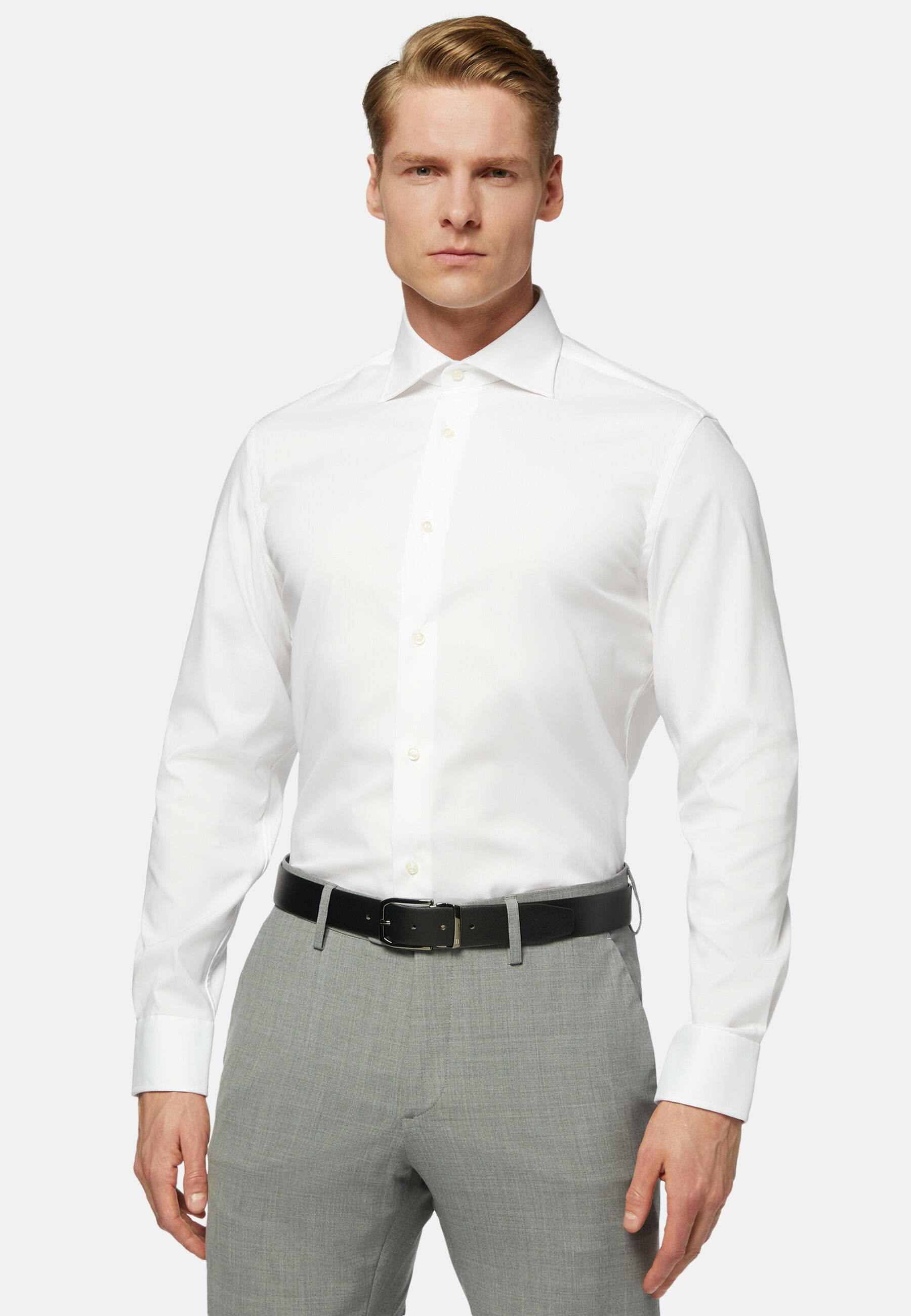 Chemise Blanche Pin Point En Coton Slim Fit