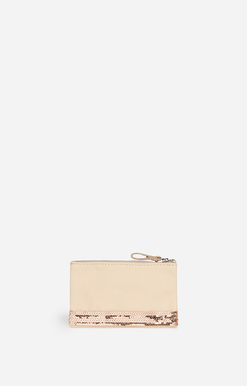 Petite Pochette Zippée En Toile & Sequins