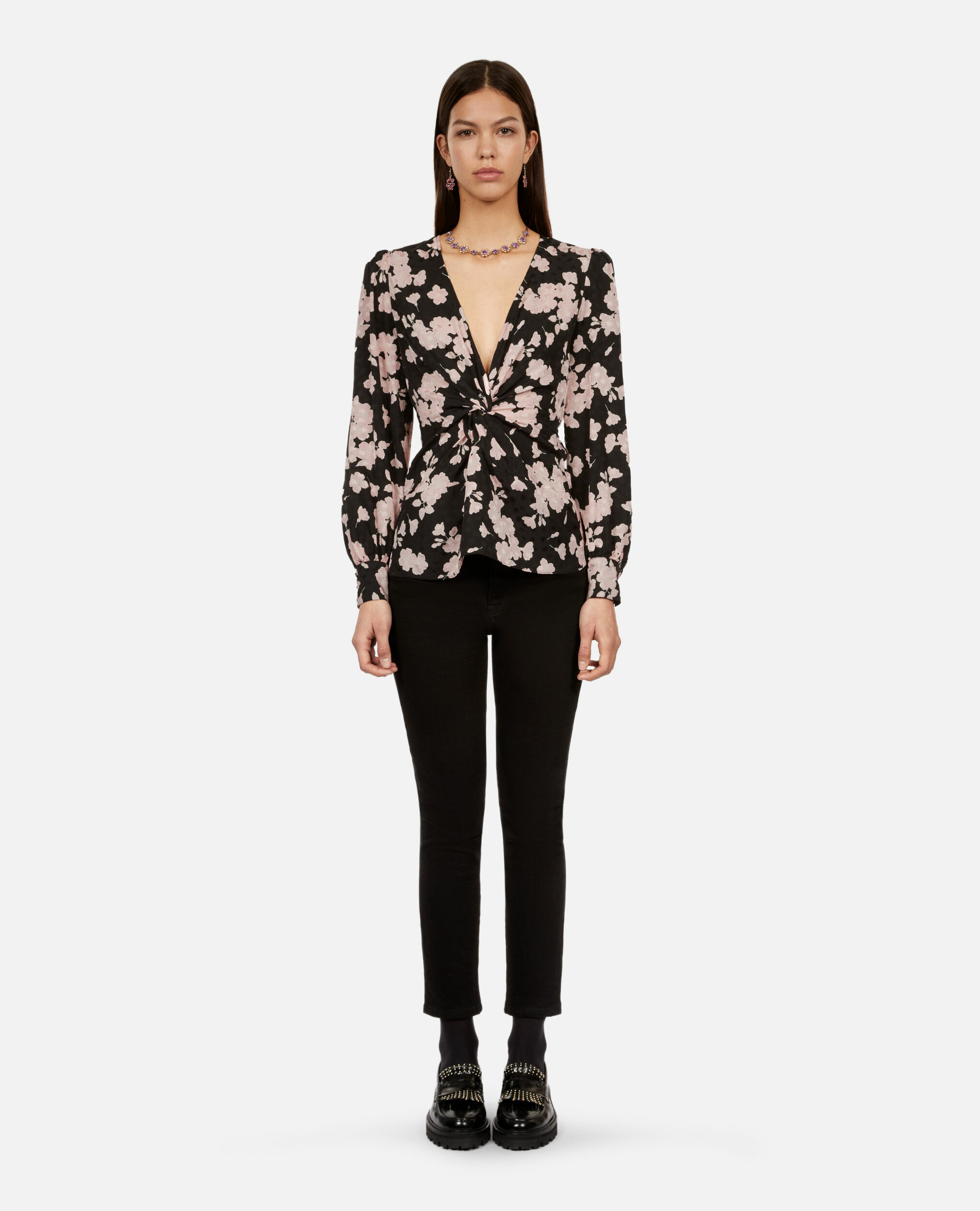 Top A Manches Longues En Jacquard Femme