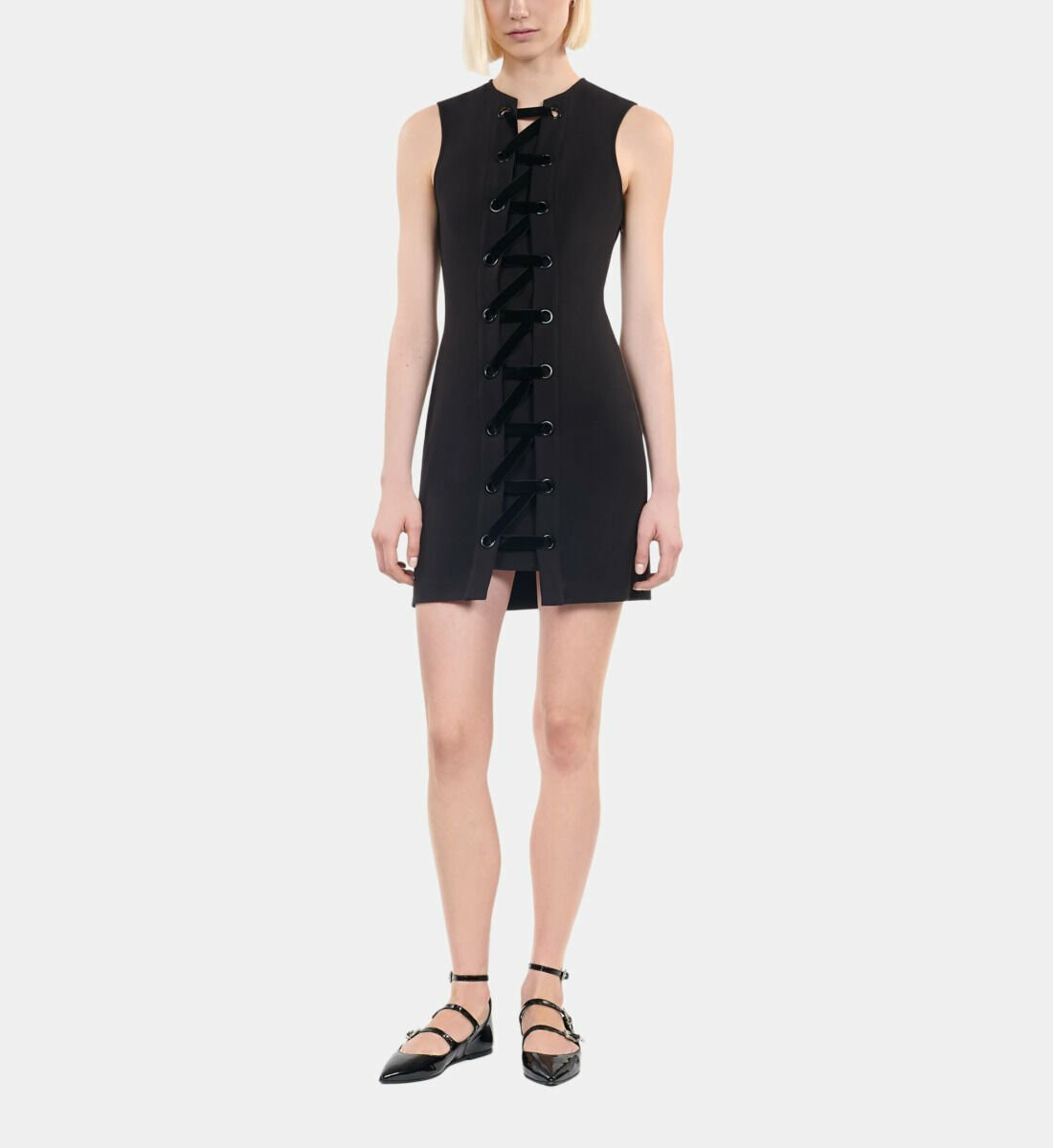 Robe Courte Avec Laçage Noire Femme