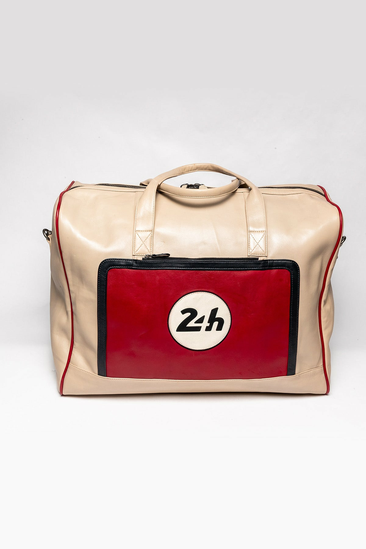 Sac cuir 24H Le Mans 72H Harrisson écru.rouge