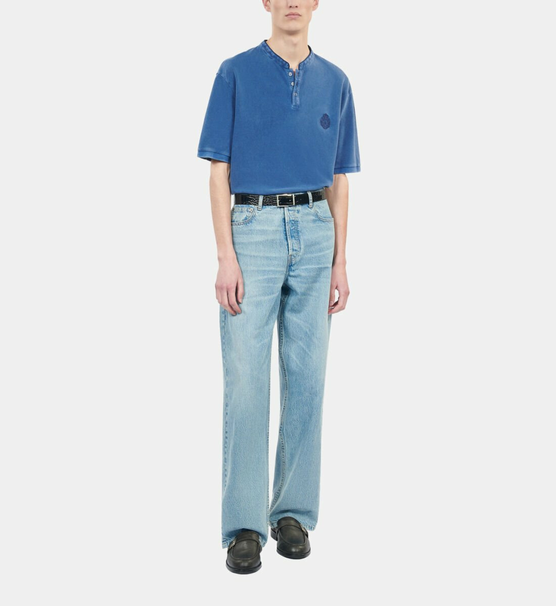 Polo En Coton Piqué Bleu Homme