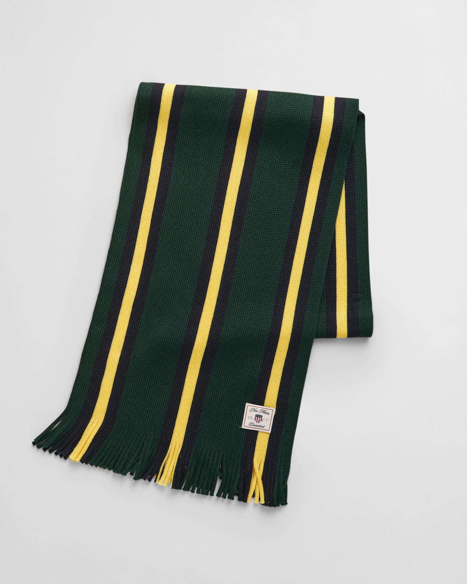 Striped Knitted Wool Blend Scarf