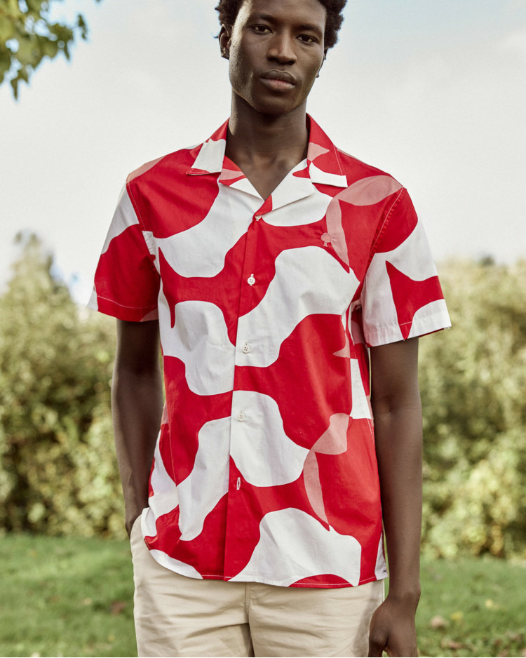 Chemise rose & vertes