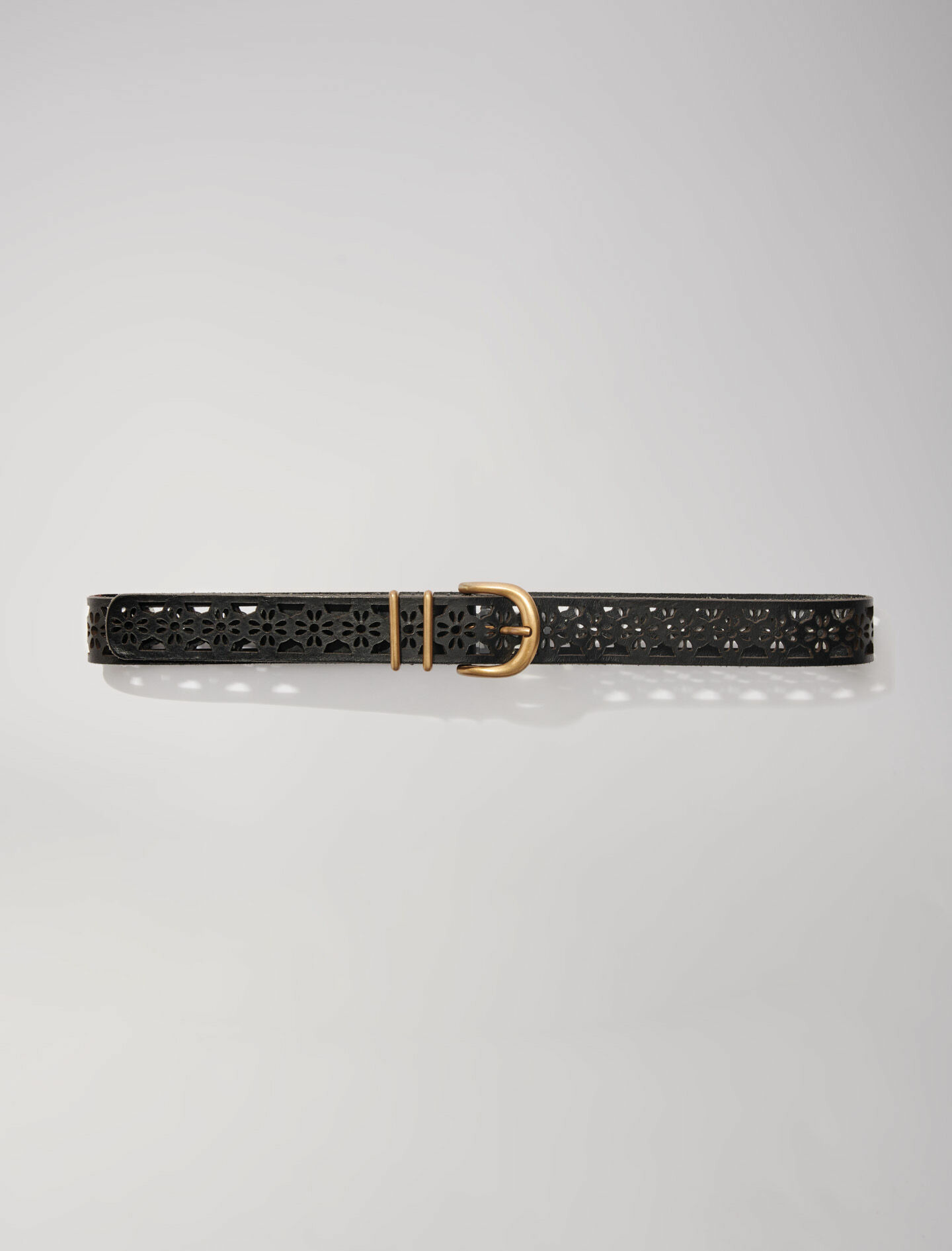 Ceinture en cuir détail fleurs