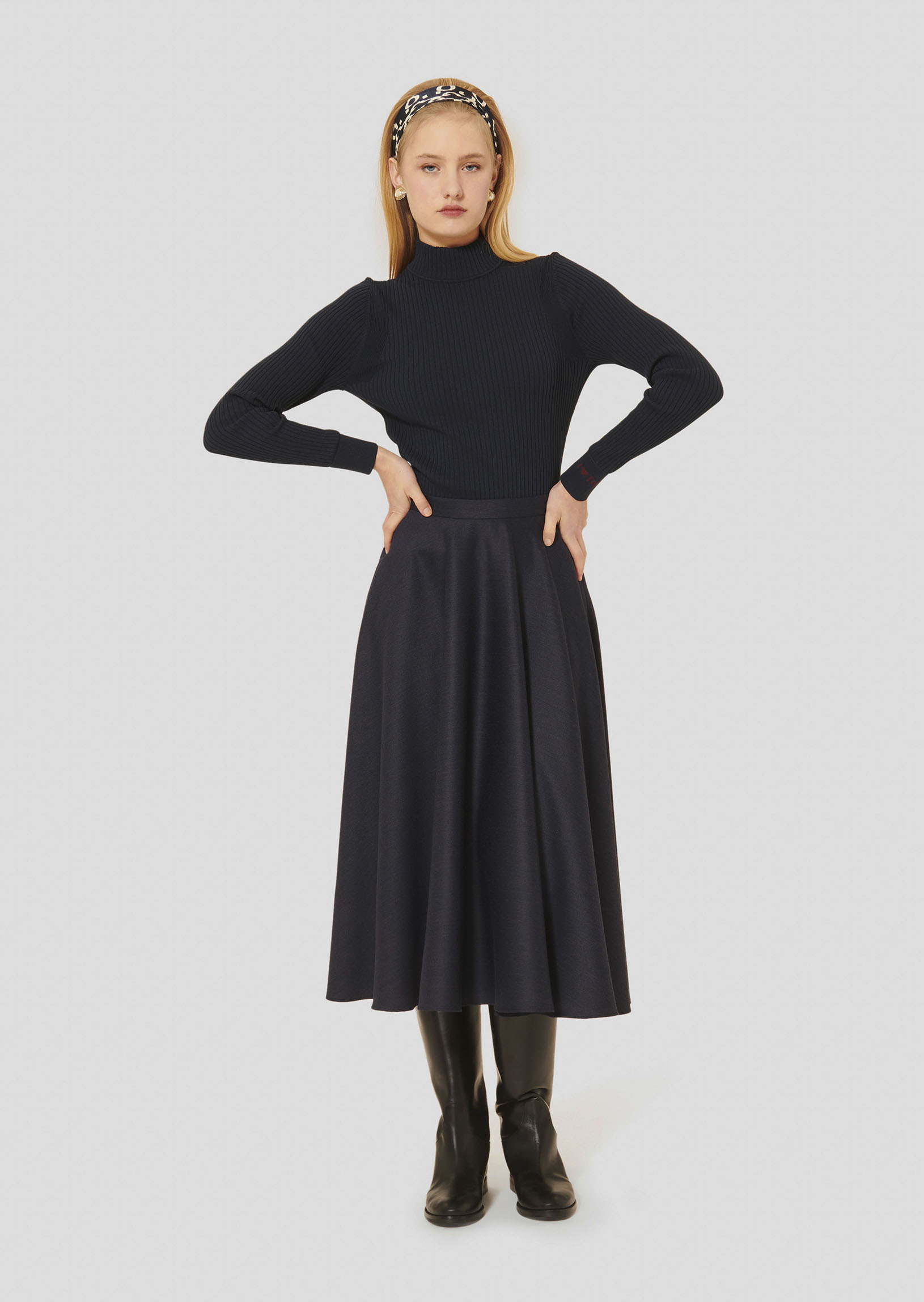 Jupe Jackie-Nuit en Laine Vierge