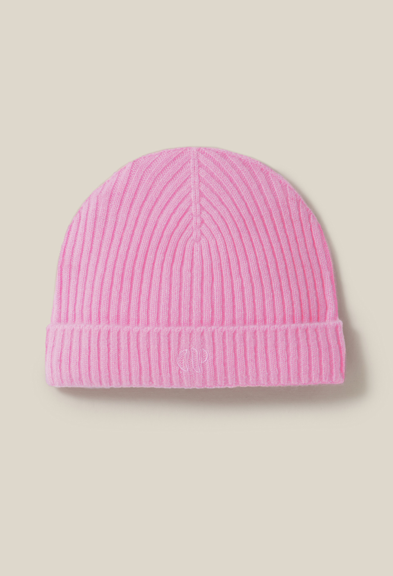 Bonnet côtelé cachemire broderie CP