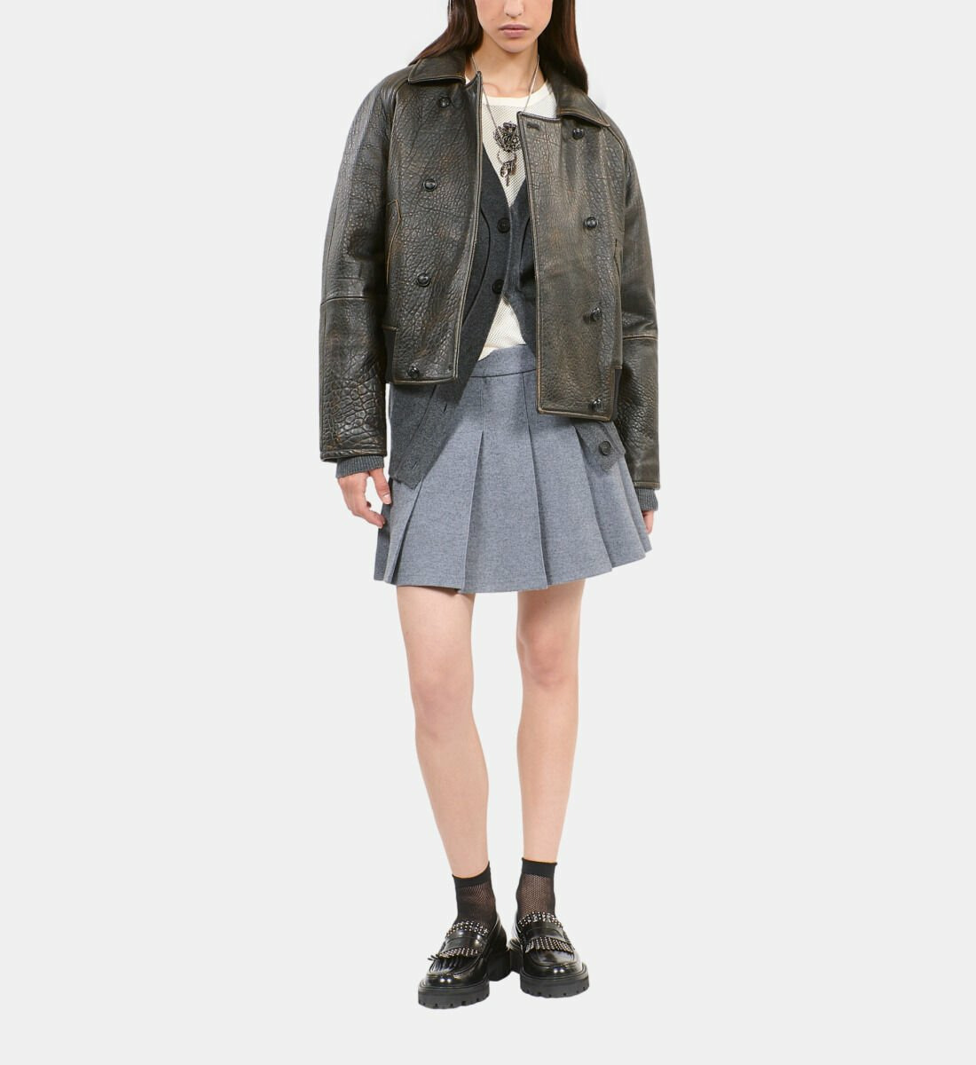 Blouson En Cuir Marron Femme