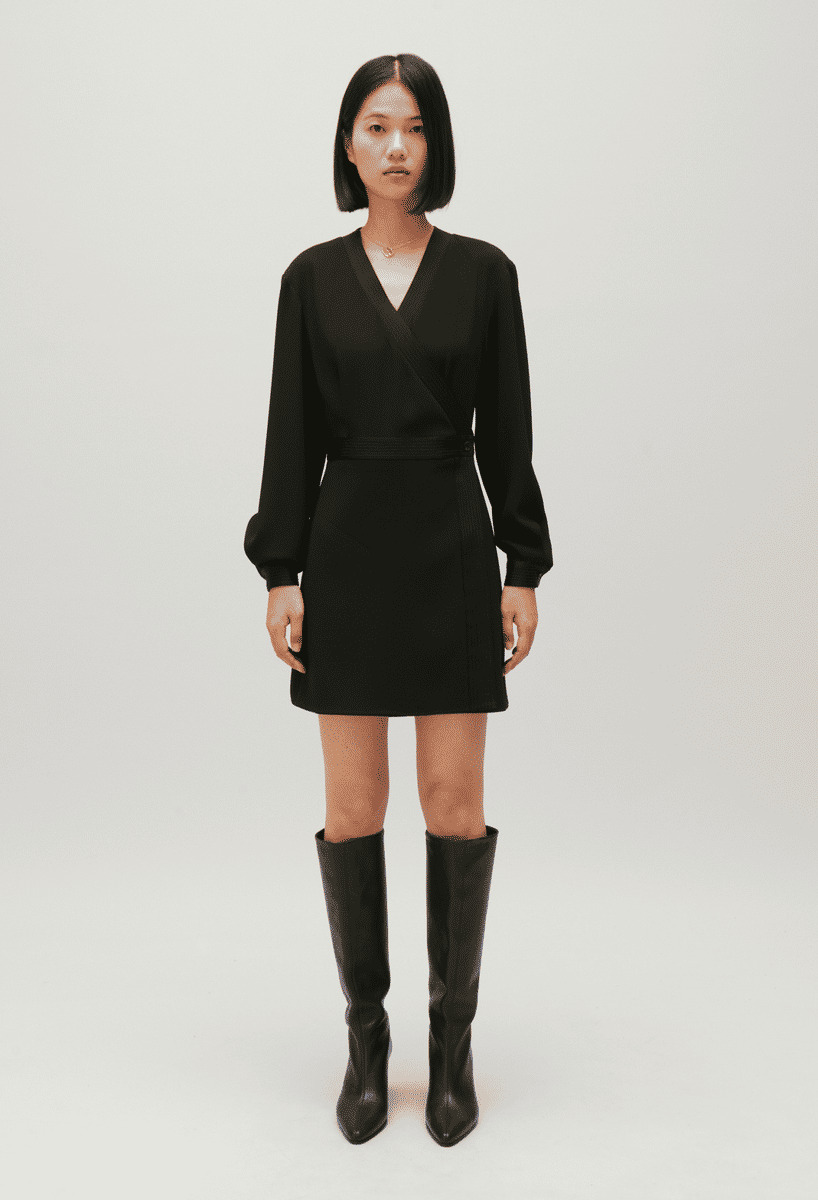 Robe courte cache-cœur noir