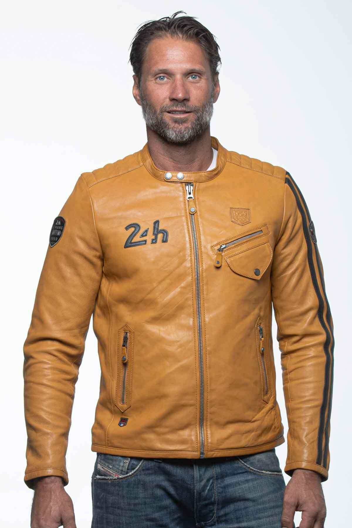 Blouson cuir 24 H Le Mans Marne4 jaune
