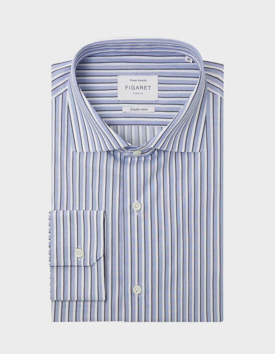 Chemise Ajustée rayée bleue