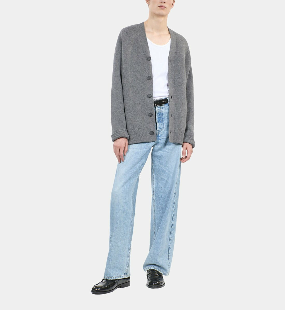 Cardigan En Laine Grise Homme