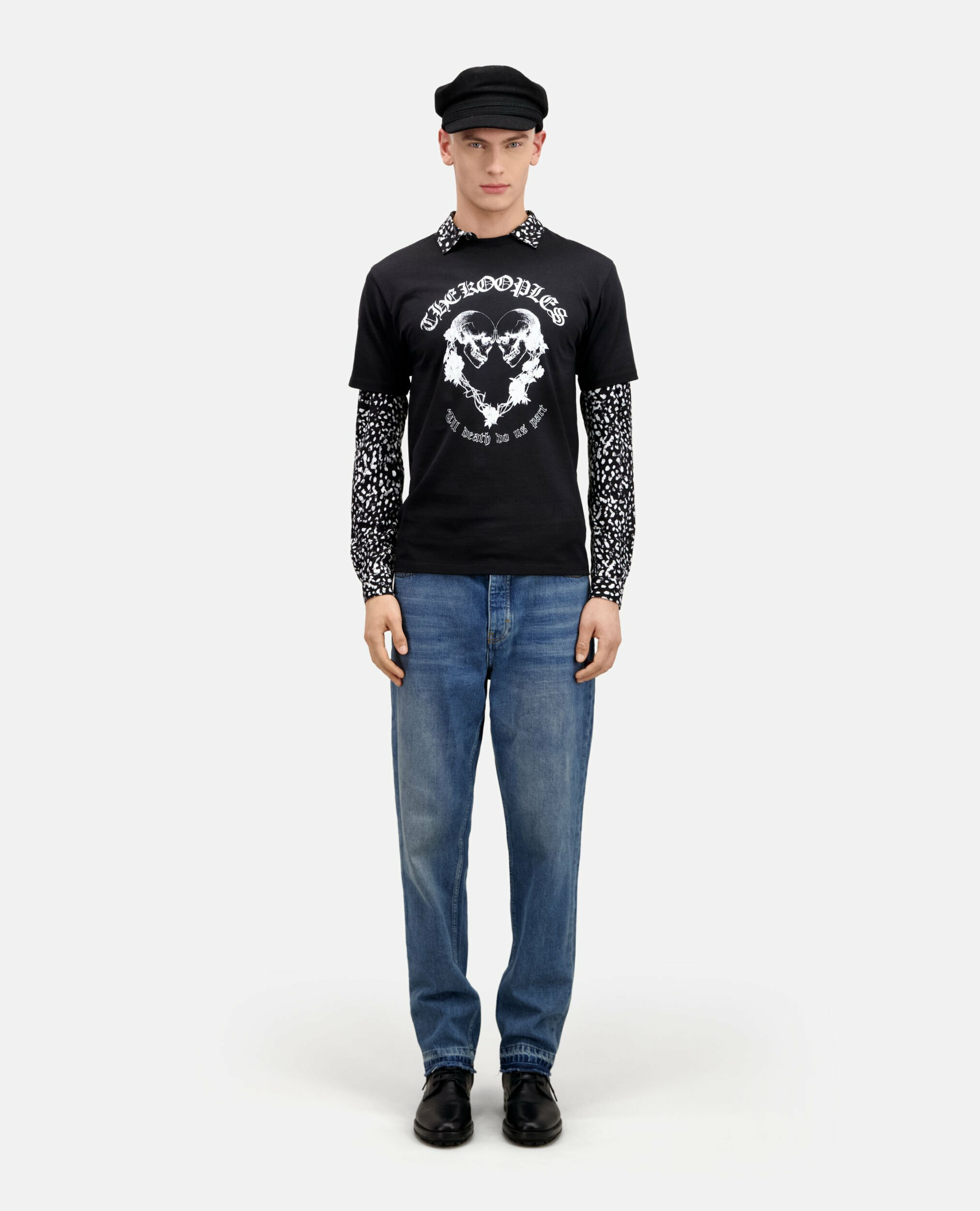 T-Shirt Manches Courtes Avec Print Skull Coeur Devant Homme