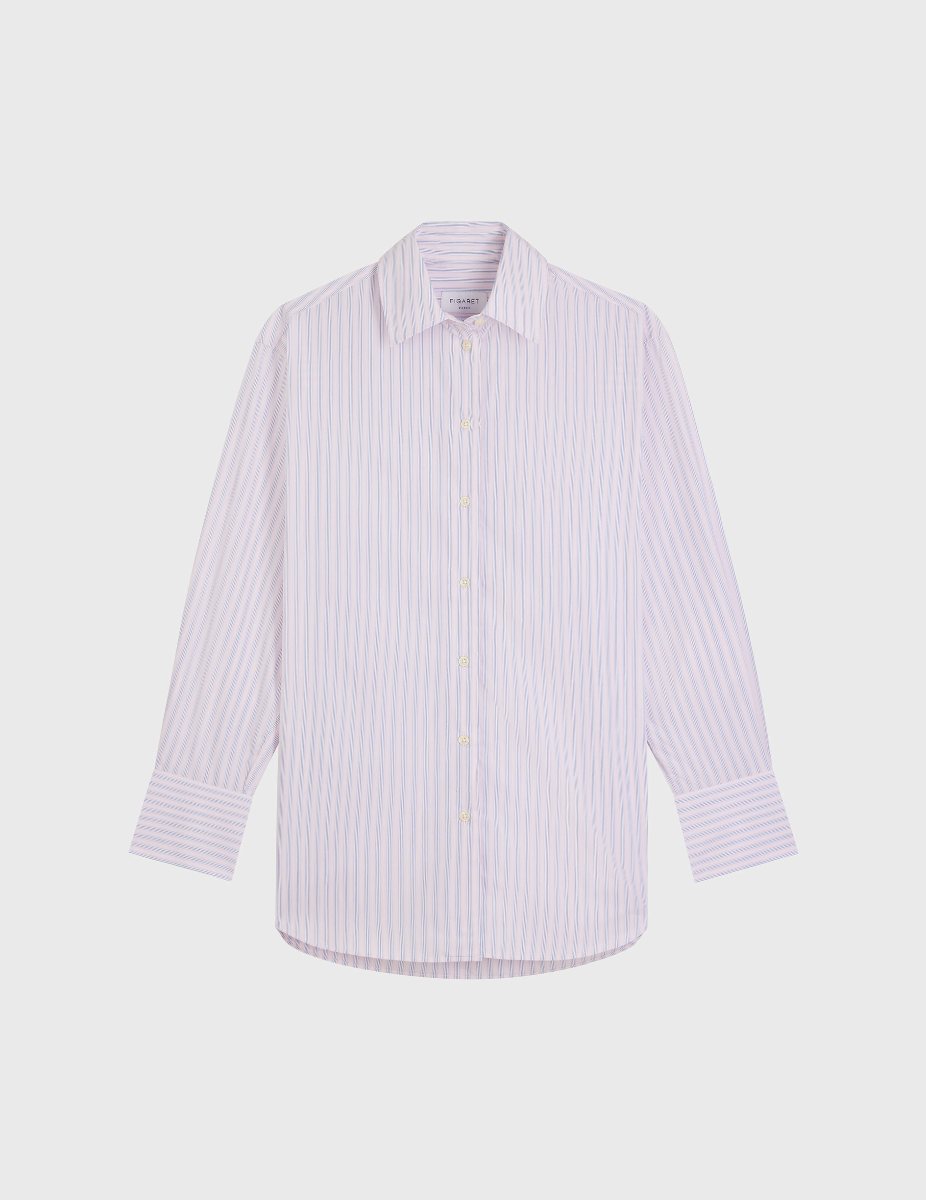 Chemise mathilde oversize en popeline rayée rose