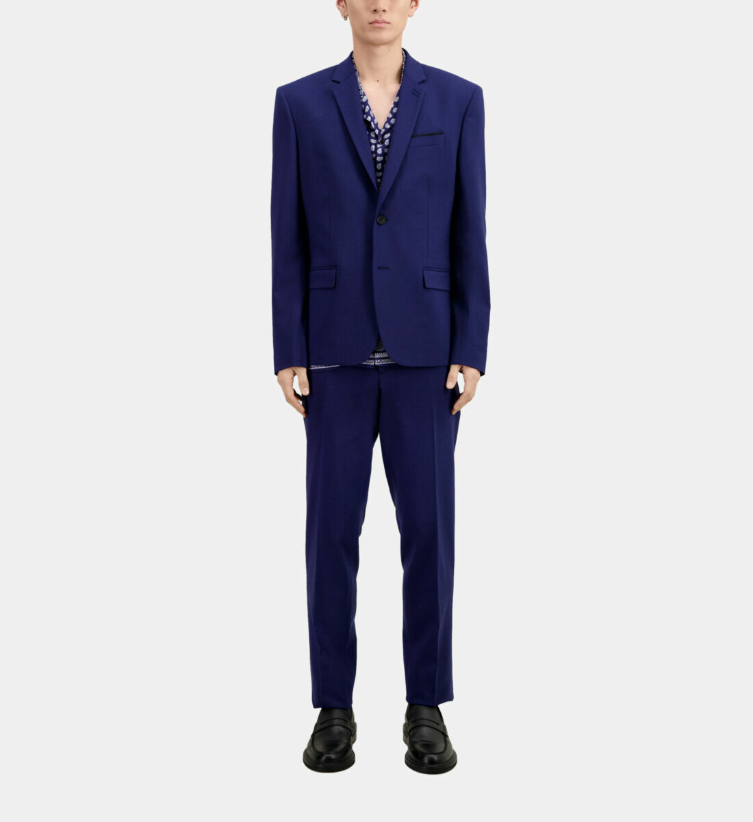 Veste De Costume Bleu Vif En Laine Homme