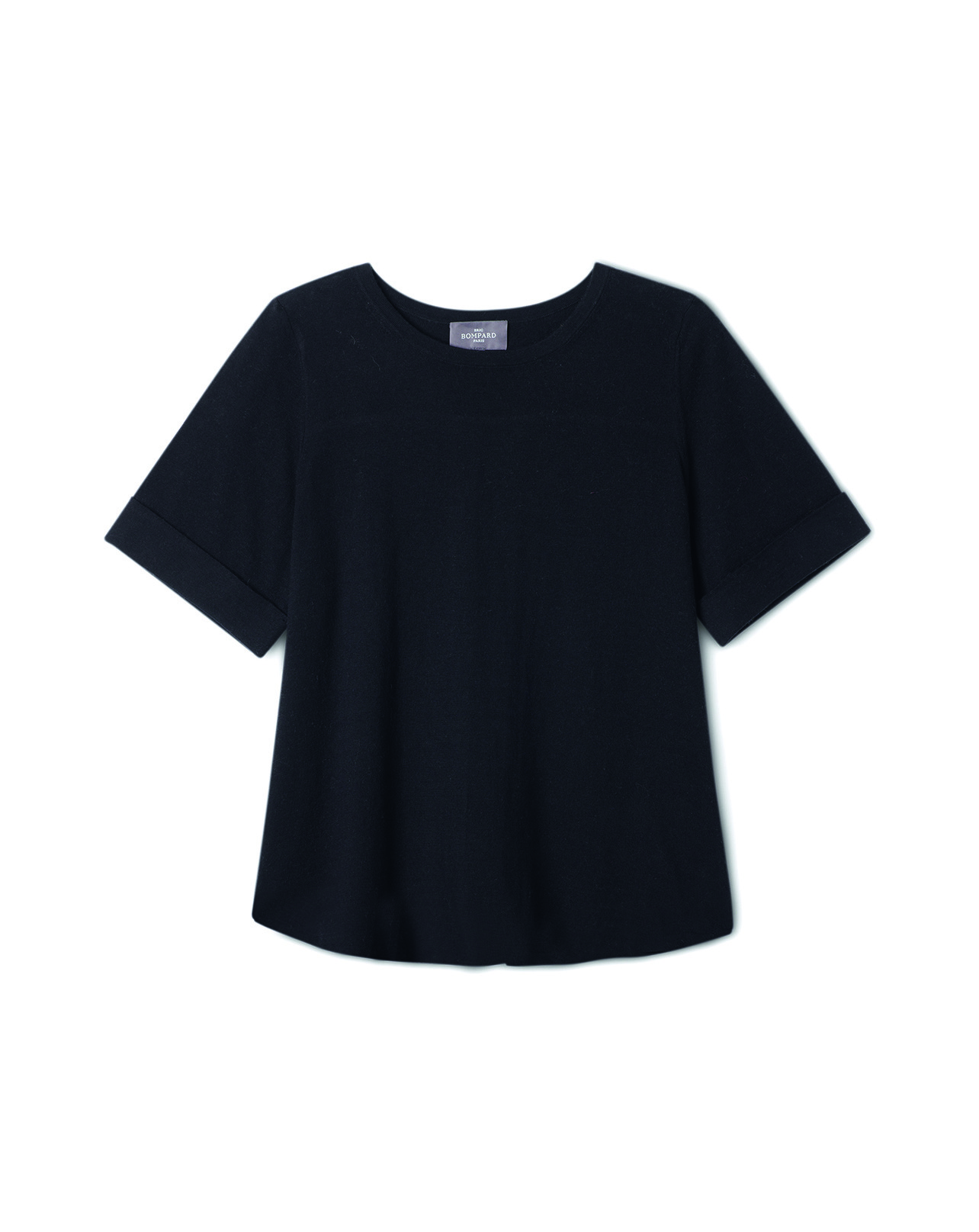 Col rond ultrafin pli au dos - Femme - NOIR